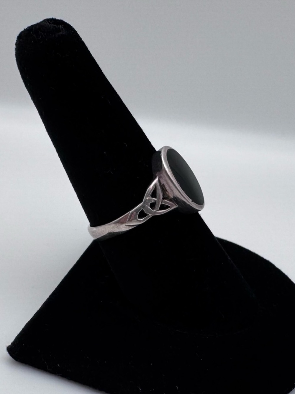 Sterling Silver 925 Oval Black Onyx Inlay Gemstone Ring Size 8.25 - Picture 3 of 7